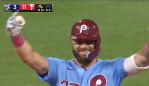 Phillies' Weston Wilson hits a double to complete CYCLE vs. Nationals